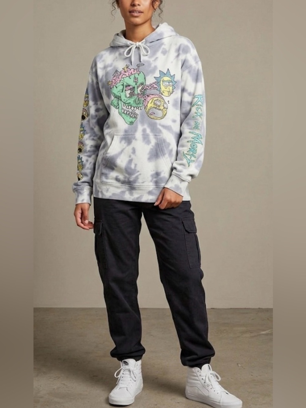 Adult Swim Rick & Morty Cartoon Graphic Hoodie Sweatshirt Size Small